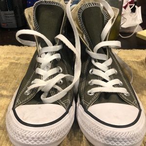 Converse green olive high top canvas sneakers euc